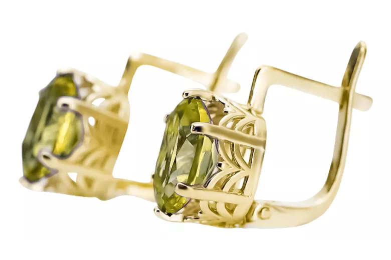 8K žlté zlato 333 Yellow Peridot náušnice vec003x-yp Russian Soviet USSR Vintage Jewlery Art Deco style